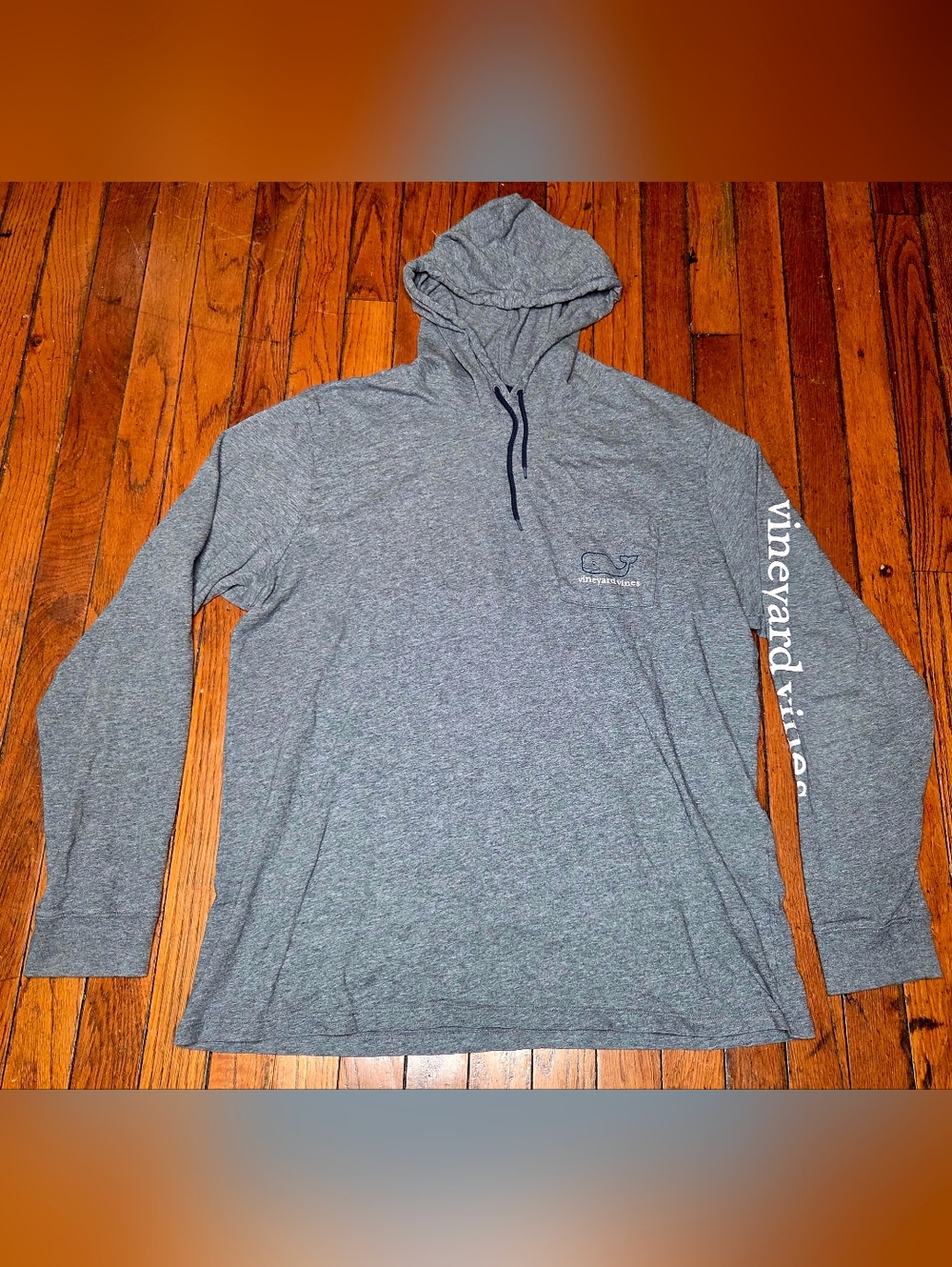 Vineyard Vines Mens Size Large Lightweight Cotton Hoodie Pocket Gray Heather A1